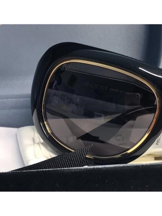 ?- NEW Auth Gucci GG1108S Black Gold Oversized Aviator Sunglasses